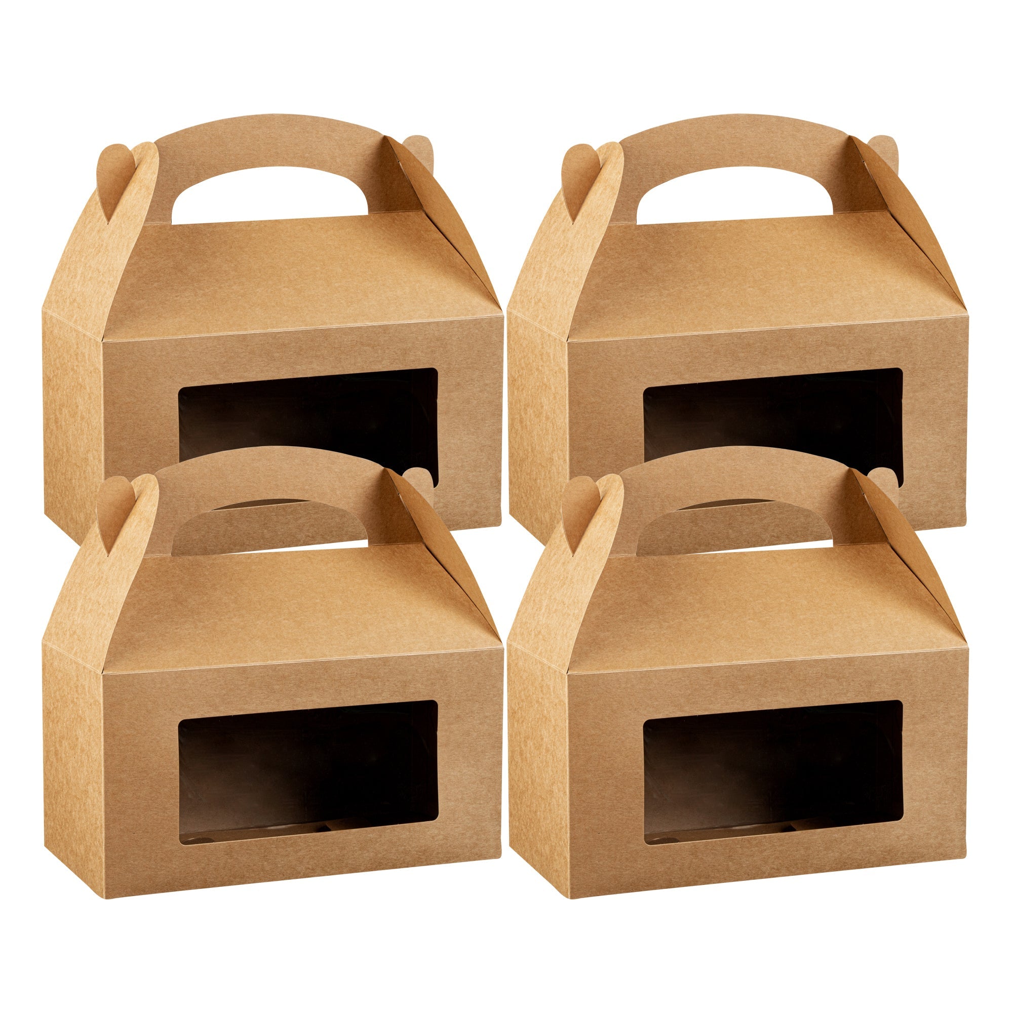 Bio Tek Kraft Paper Gable Box / Take Out Container - Greaseproof, with Window - 9 1/2" x 5" x 5" - 100 count box