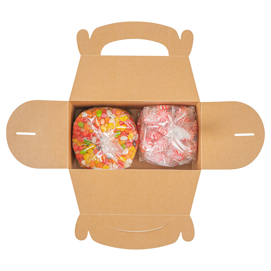 Bio Tek Kraft Paper Gable Box / Take Out Container - Greaseproof, with Window - 9 1/2" x 5" x 5" - 25 count box