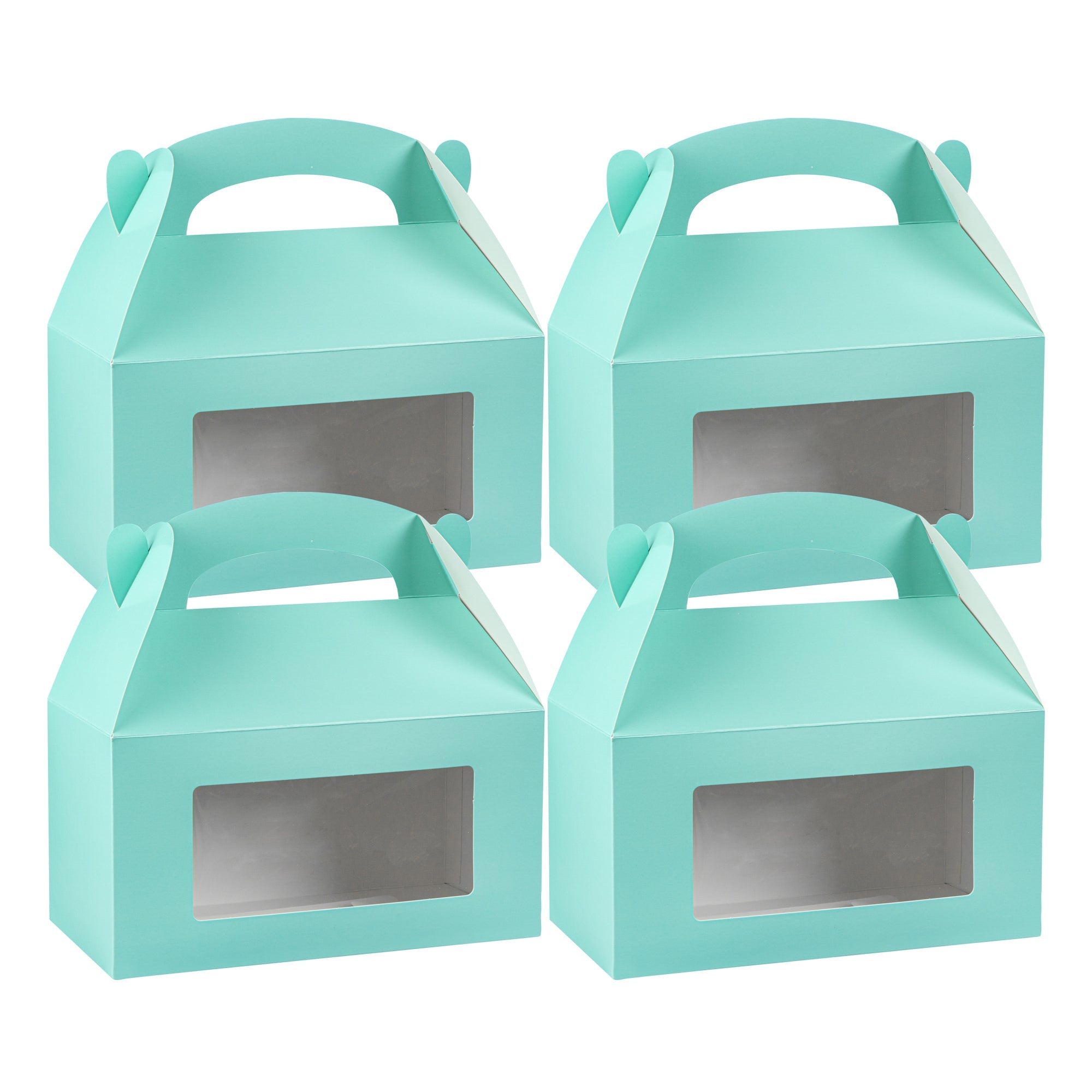 Bio Tek Turquoise Paper Gable Box / Take Out Container - with Window - 9 1/2" x 5" x 5" - 100 count box