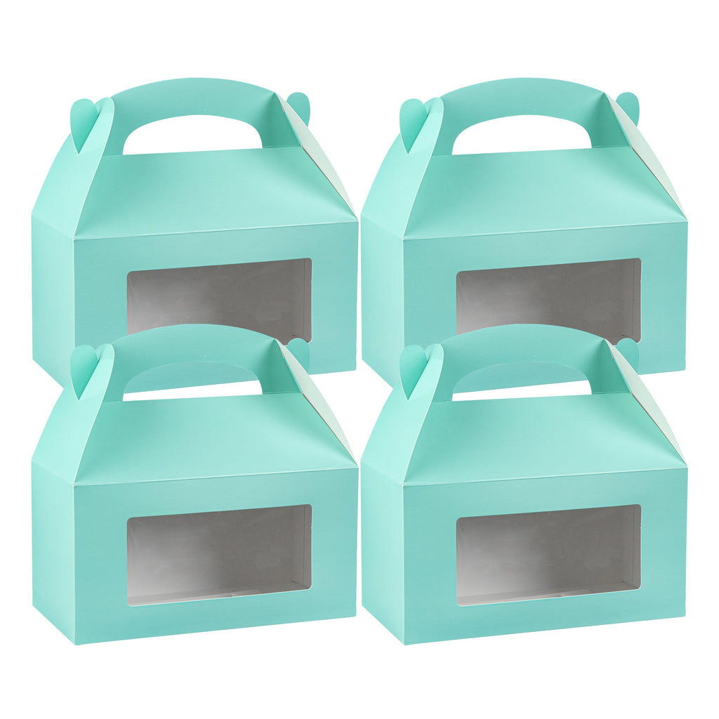 Bio Tek Turquoise Paper Gable Box / Take Out Container - with Window - 9 1/2" x 5" x 5" - 25 count box