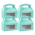 Bio Tek Turquoise Paper Gable Box / Take Out Container - with Window - 9 1/2" x 5" x 5" - 25 count box