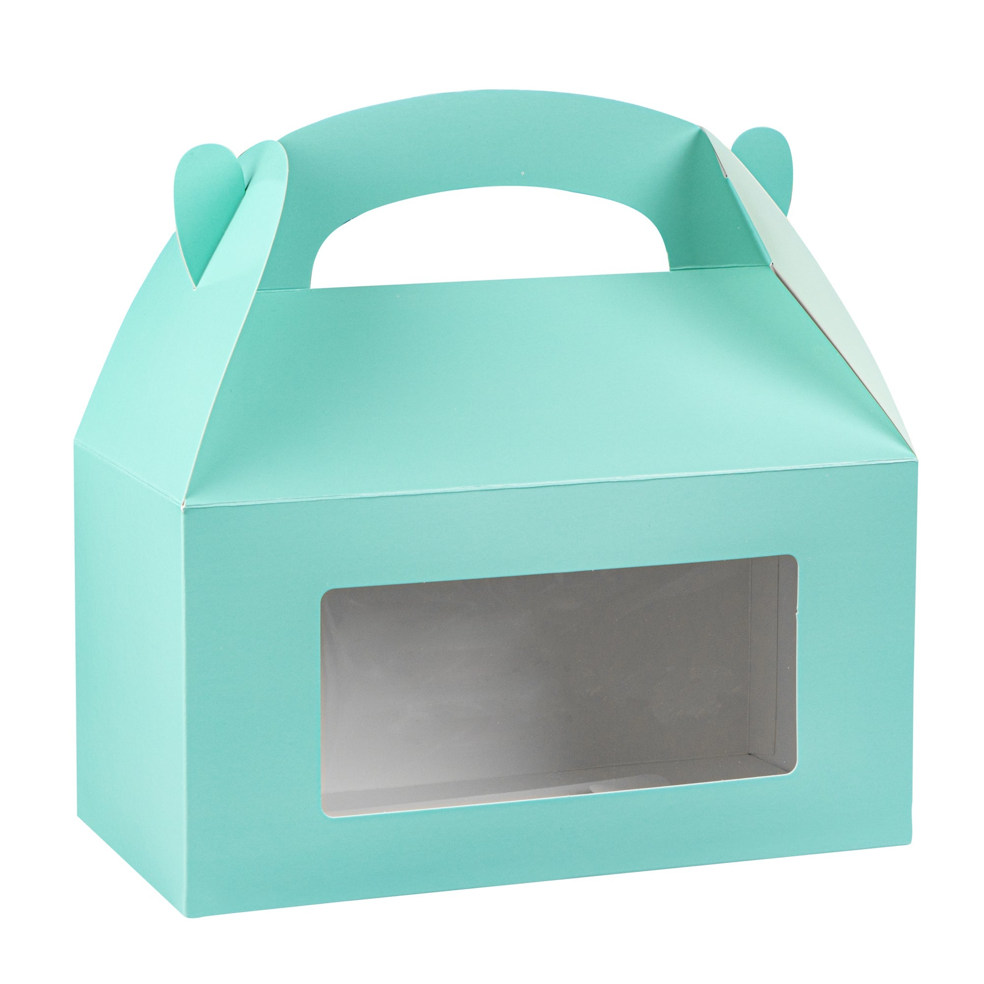 Bio Tek Turquoise Paper Gable Box / Take Out Container - with Window - 9 1/2" x 5" x 5" - 100 count box