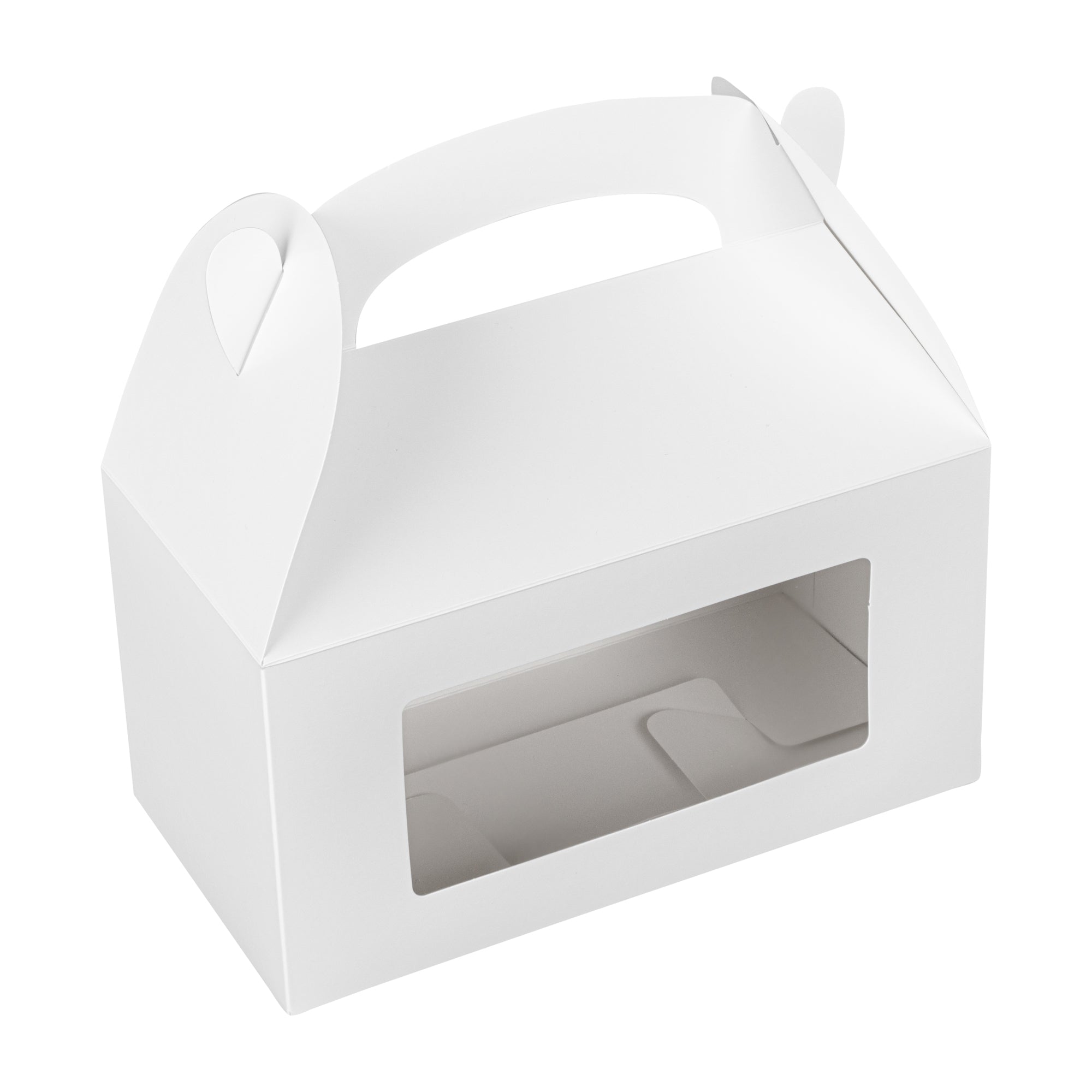 Bio Tek White Paper Gable Box / Take Out Container - Greaseproof, with Window - 9 1/2" x 5" x 5" - 100 count box