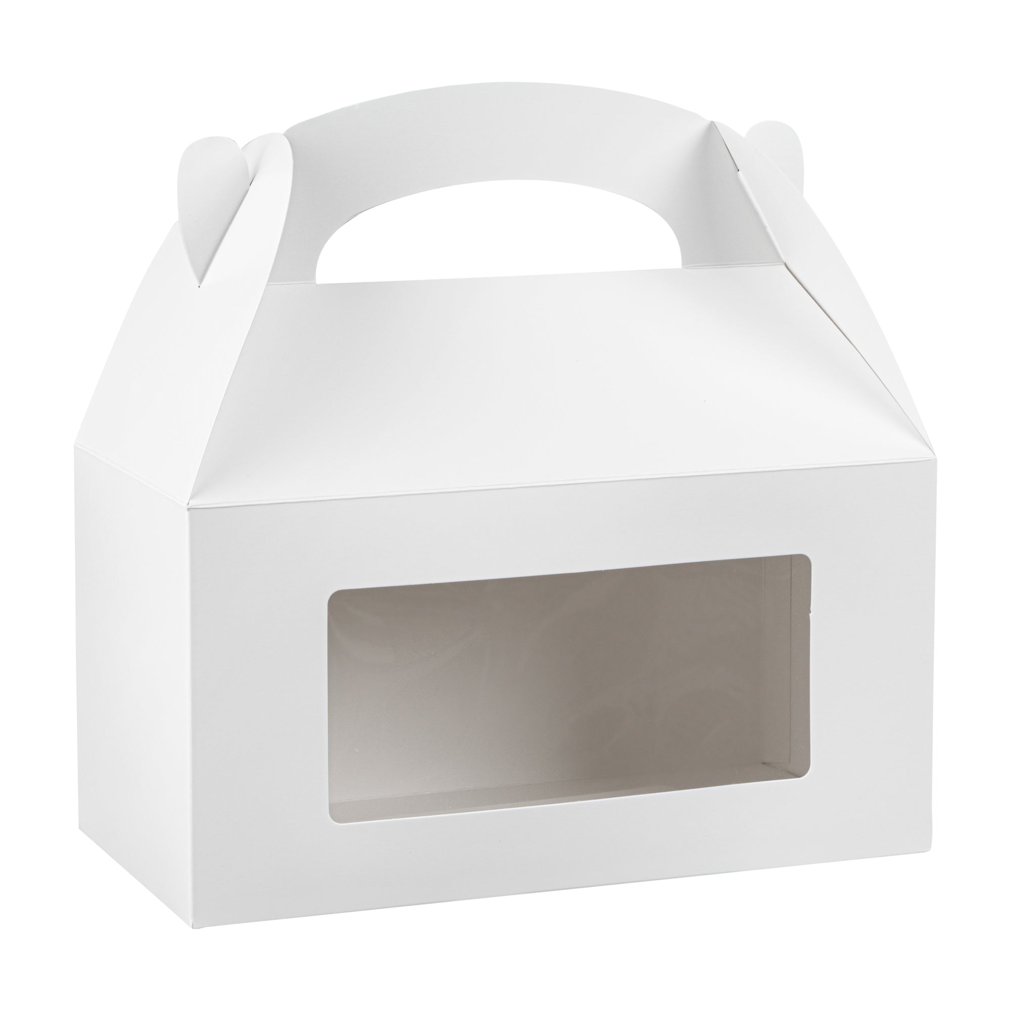Bio Tek White Paper Gable Box / Take Out Container - Greaseproof, with Window - 9 1/2" x 5" x 5" - 100 count box