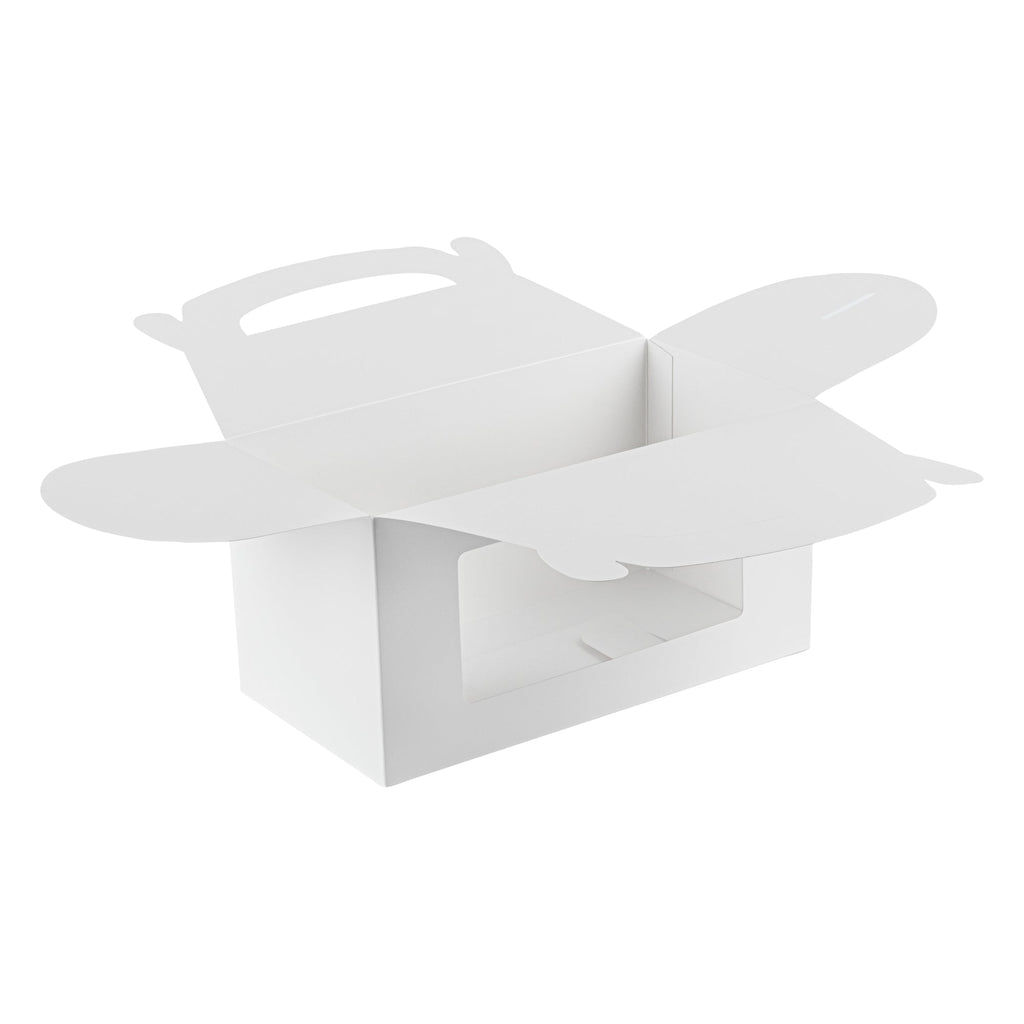 Bio Tek White Paper Gable Box / Take Out Container - Greaseproof, with Window - 9 1/2" x 5" x 5" - 100 count box
