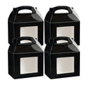 Bio Tek Black Paper Gable Box / Take Out Container - Greaseproof, with Window - 10" x 7" x 8" - 25 count box