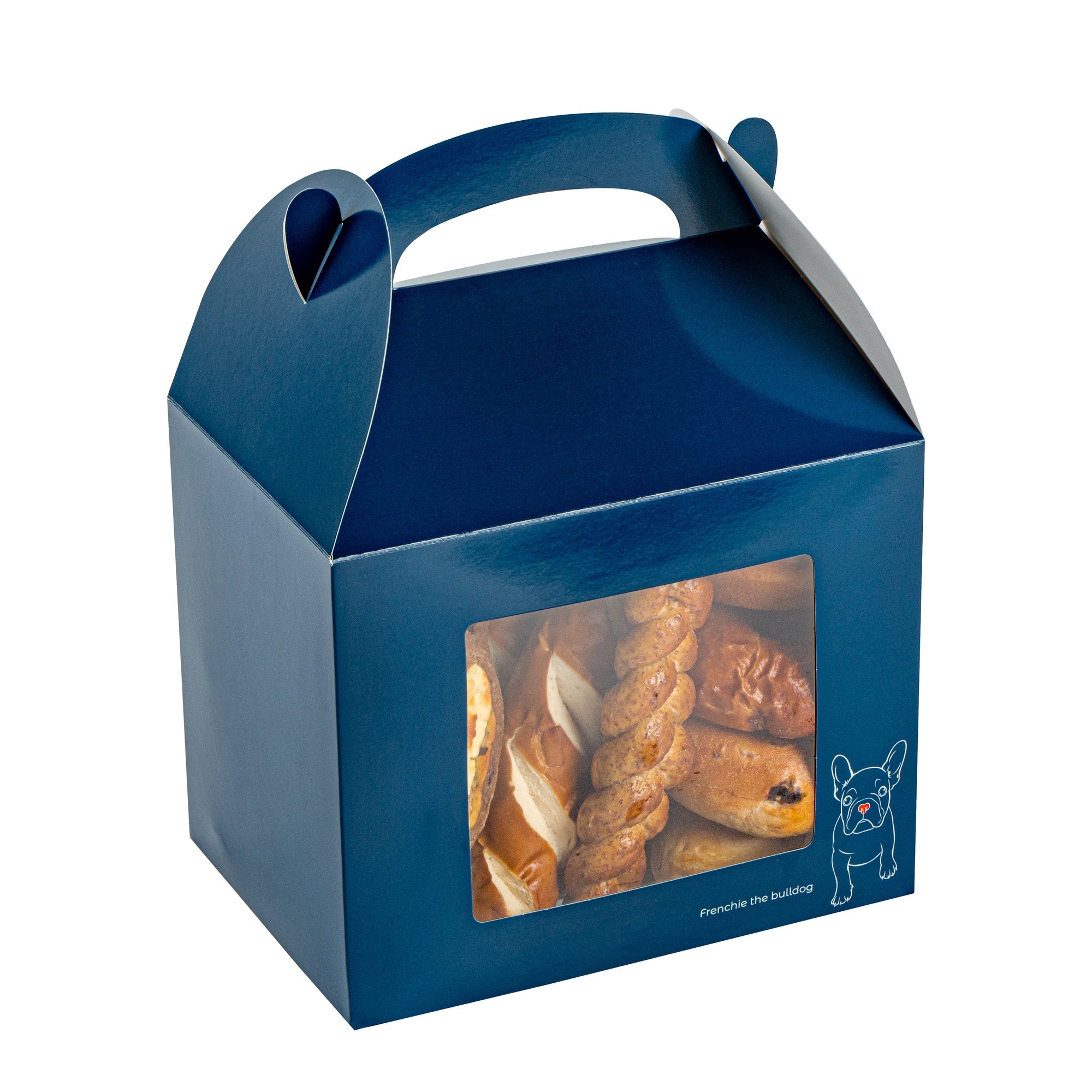 Bio Tek Frenchie Paper Gable Box / Take Out Container - with Window - 10" x 7" x 8" - 100 count box