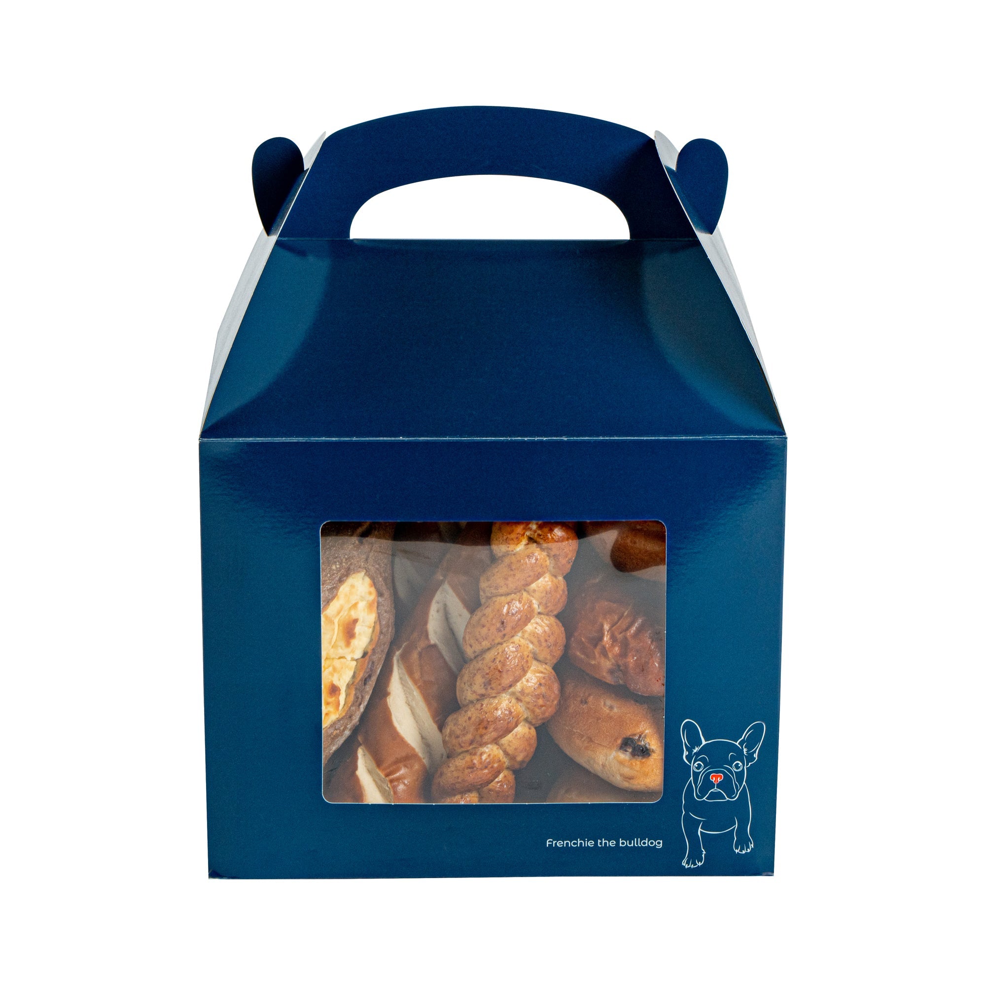 Bio Tek Frenchie Paper Gable Box / Take Out Container - with Window - 10" x 7" x 8" - 100 count box