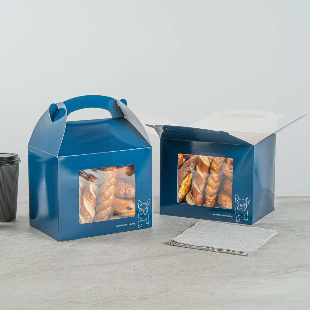 Bio Tek Frenchie Paper Gable Box / Take Out Container - with Window - 10" x 7" x 8" - 100 count box