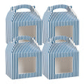 Bio Tek Blue and White Stripe Paper Gable Box / Take Out Container - with Window - 10" x 7" x 8" - 100 count box