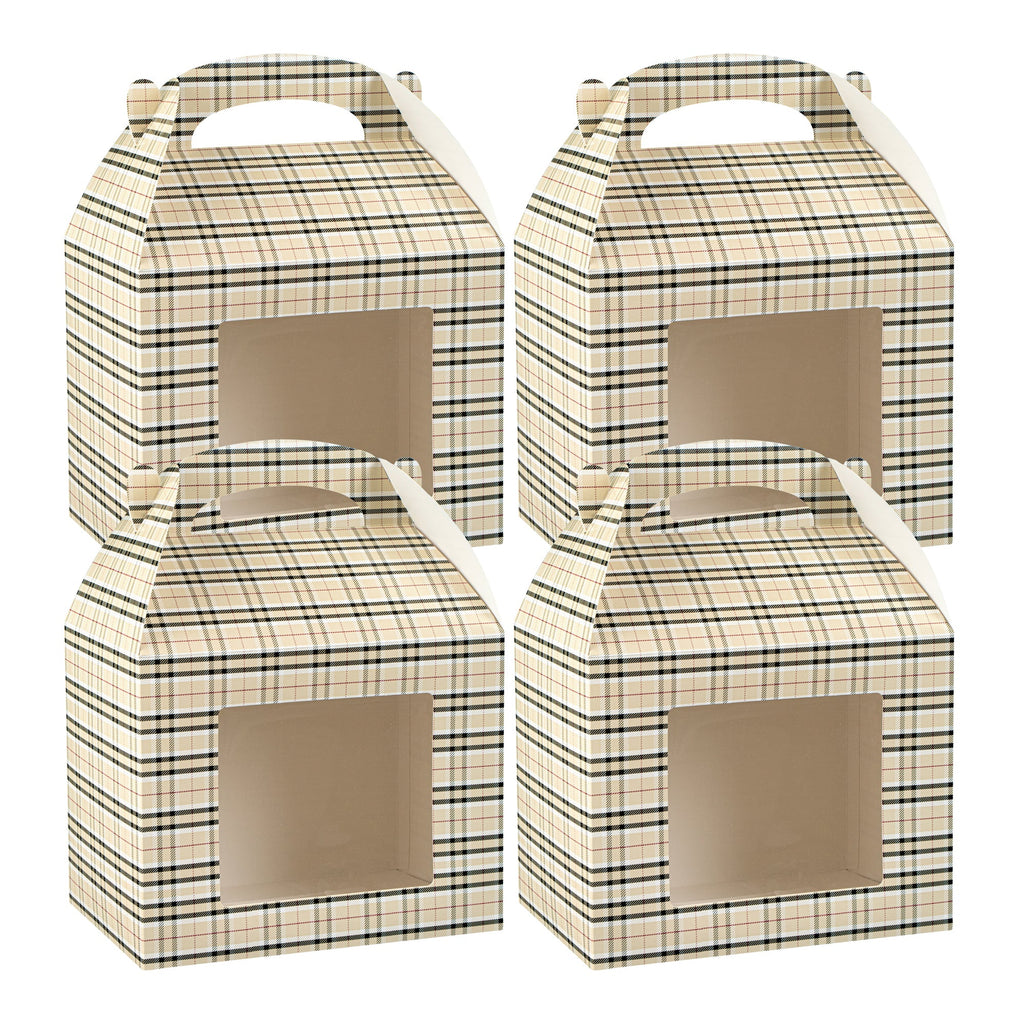 Bio Tek Plaid Paper Gable Box / Take Out Container - with Window - 10" x 7" x 8" - 100 count box