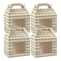 Bio Tek Plaid Paper Gable Box / Take Out Container - with Window - 10" x 7" x 8" - 100 count box
