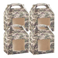 Bio Tek Camouflage Paper Gable Box / Take Out Container - with Window - 10" x 7" x 8" - 100 count box