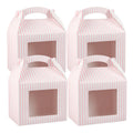 Bio Tek Pink and White Stripe Paper Gable Box / Take Out Container - with Window - 10" x 7" x 8" - 25 count box