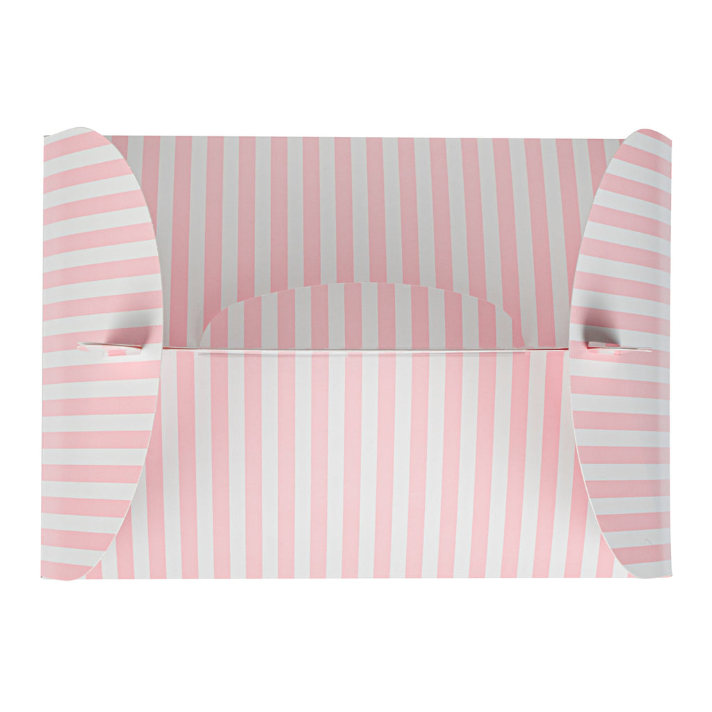 Bio Tek Pink and White Stripe Paper Gable Box / Take Out Container - with Window - 10" x 7" x 8" - 100 count box