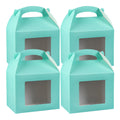 Bio Tek Turquoise Paper Gable Box / Take Out Container - Grease-Resistant, with Window - 10" x 7" x 8" - 100 count box