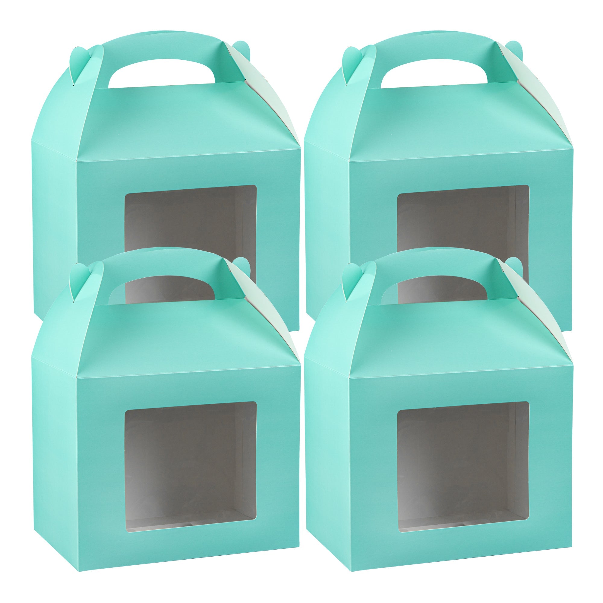 Bio Tek Turquoise Paper Gable Box / Take Out Container - Grease-Resistant, with Window - 10" x 7" x 8" - 100 count box