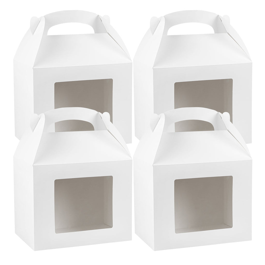 Bio Tek White Paper Gable Box / Take Out Container - Greaseproof, with Window - 10" x 7" x 8" - 25 count box
