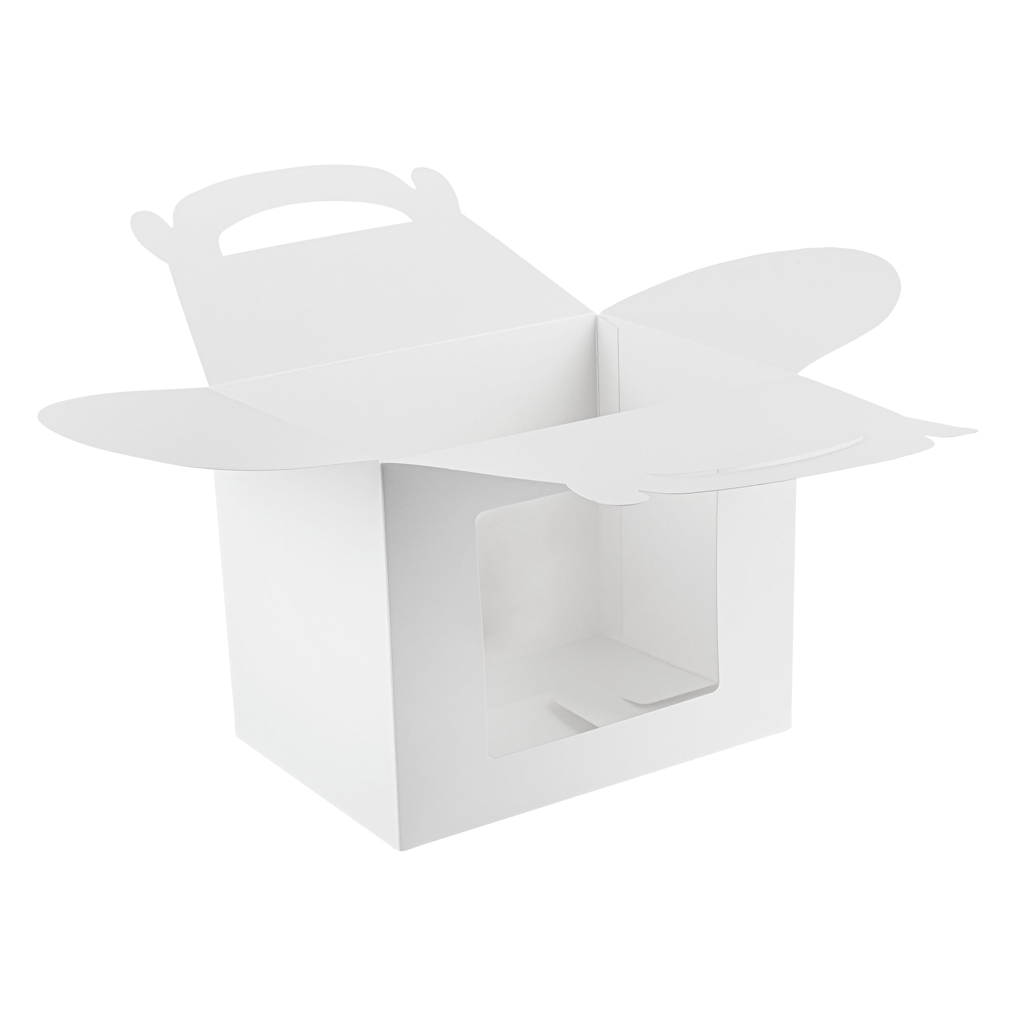 Bio Tek White Paper Gable Box / Take Out Container - Greaseproof, with Window - 10" x 7" x 8" - 25 count box