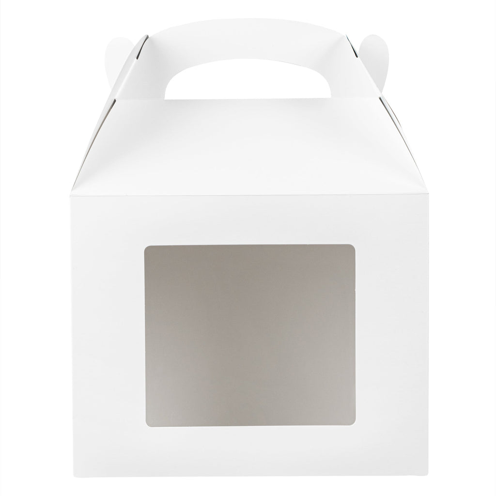 Bio Tek White Paper Gable Box / Take Out Container - Greaseproof, with Window - 10" x 7" x 8" - 100 count box