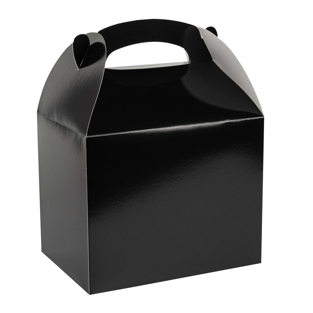 Bio Tek Black Paper Gable Box / Take Out Container - Greaseproof - 10" x 7" x 8" - 25 count box