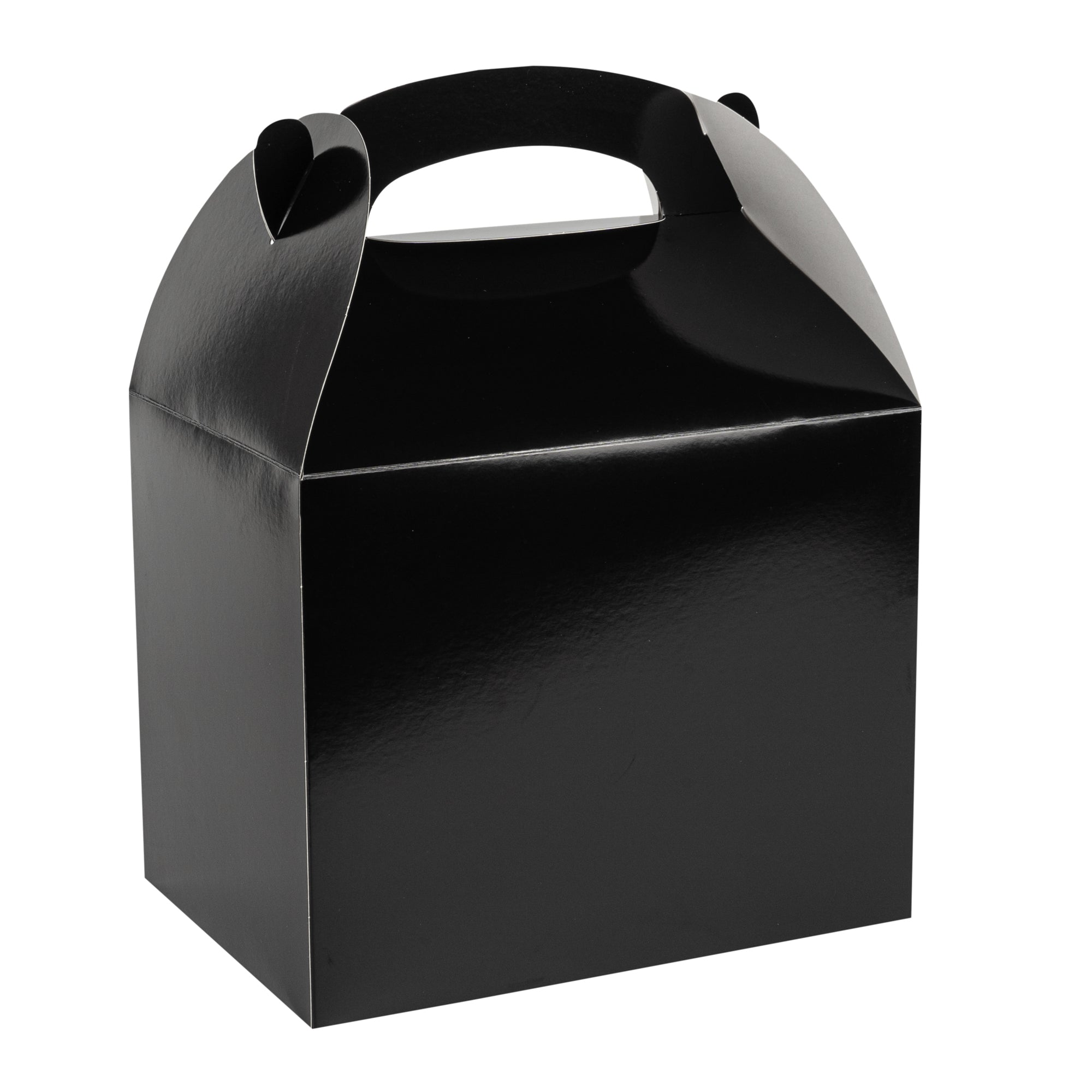 Bio Tek Black Paper Gable Box / Take Out Container - Greaseproof - 10" x 7" x 8" - 25 count box