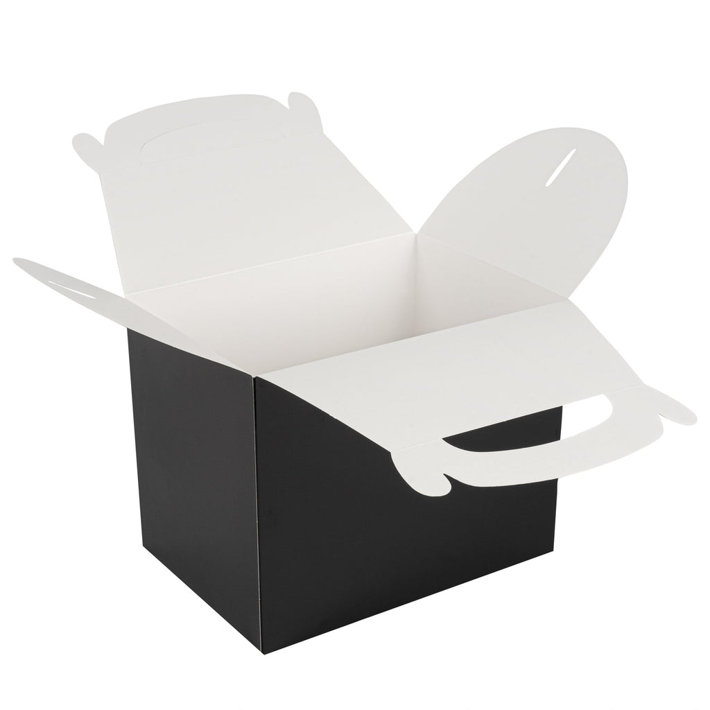 Bio Tek Black Paper Gable Box / Take Out Container - Greaseproof - 10" x 7" x 8" - 25 count box