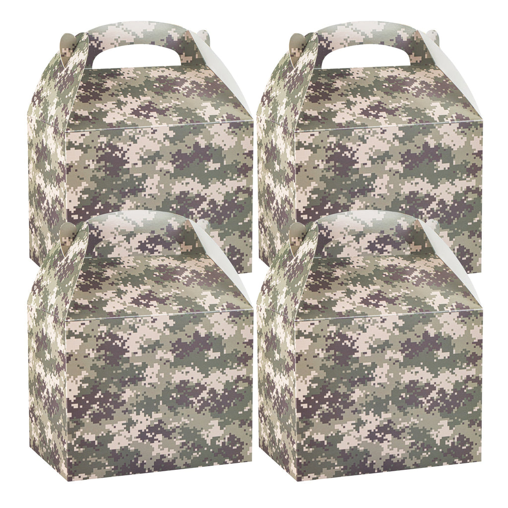 Bio Tek Camouflage Paper Gable Box / Take Out Container - Compostable - 10" x 7" x 8" - 100 count box