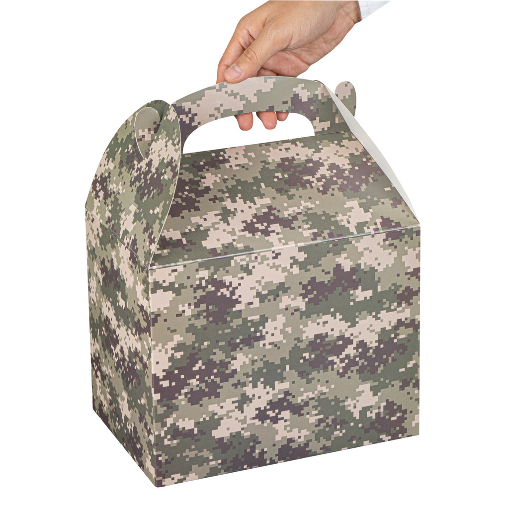 Bio Tek Camouflage Paper Gable Box / Take Out Container - Compostable - 10" x 7" x 8" - 100 count box