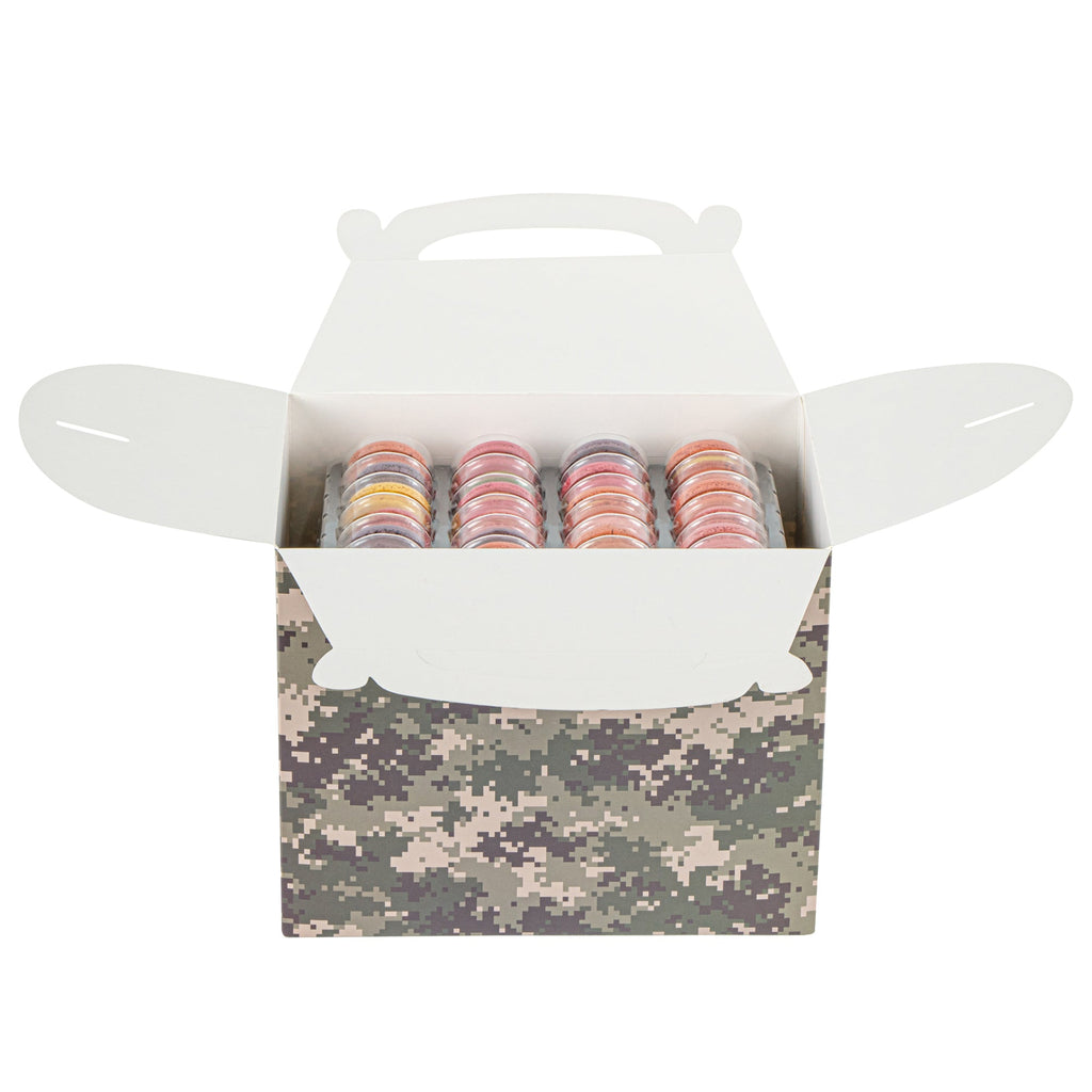 Bio Tek Camouflage Paper Gable Box / Take Out Container - Compostable - 10" x 7" x 8" - 100 count box