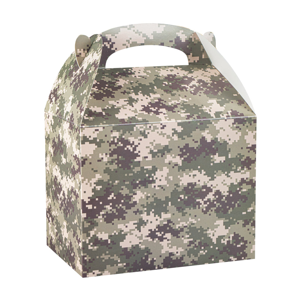 Bio Tek Camouflage Paper Gable Box / Take Out Container - Compostable - 10" x 7" x 8" - 100 count box