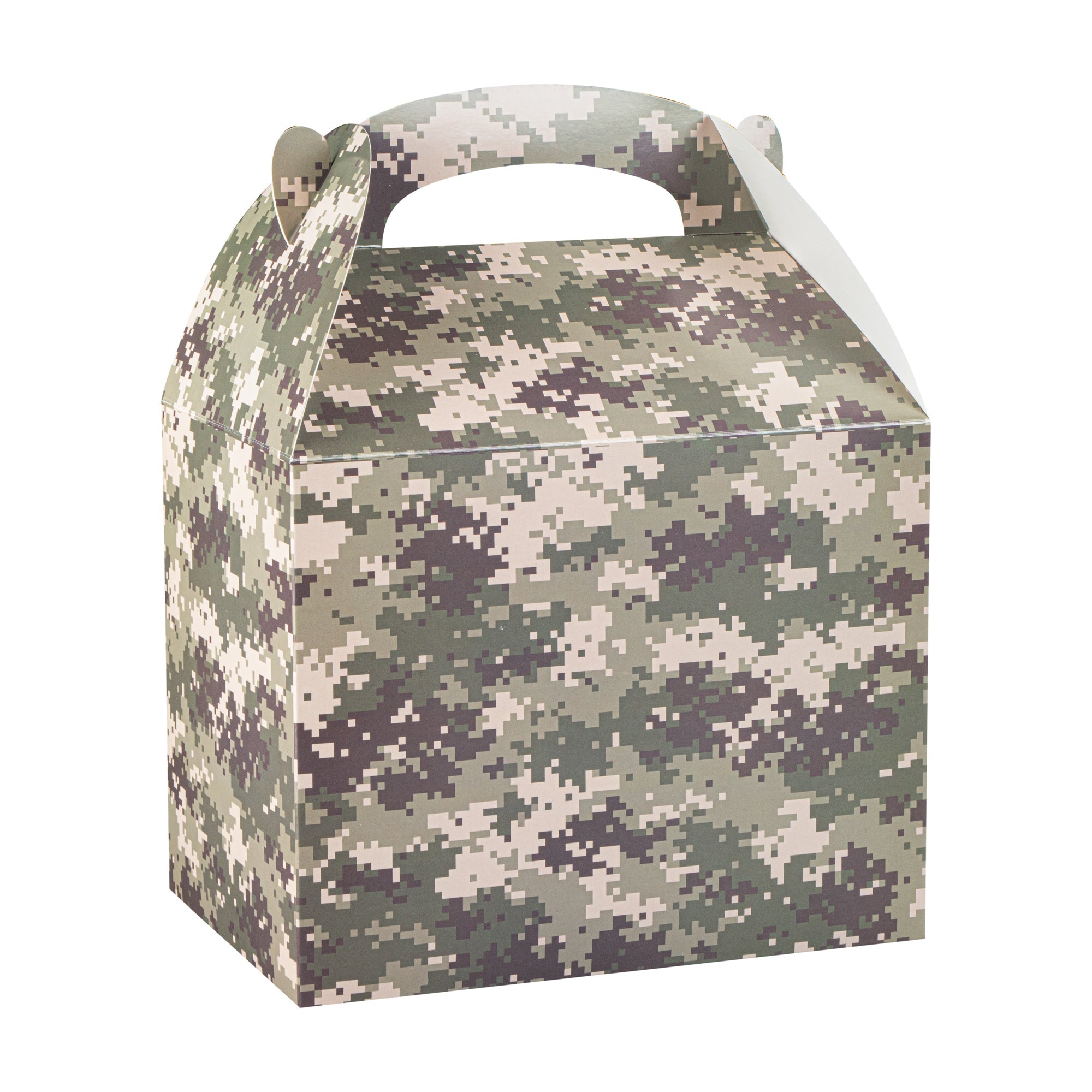 Bio Tek Camouflage Paper Gable Box / Take Out Container - Compostable - 10" x 7" x 8" - 100 count box