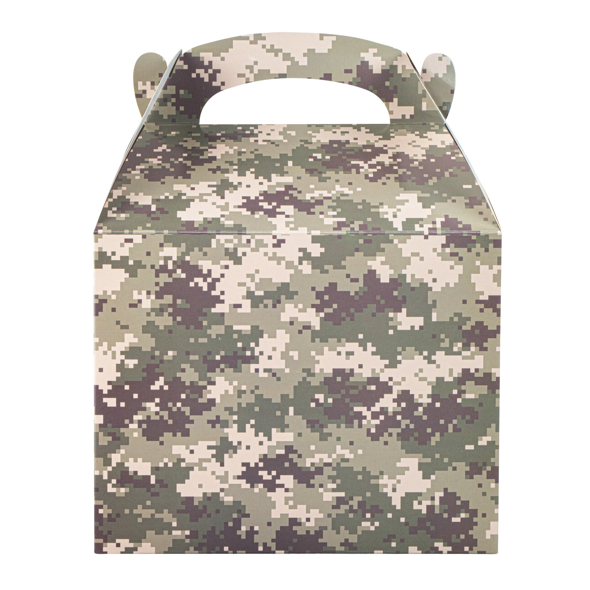 Bio Tek Camouflage Paper Gable Box / Take Out Container - Compostable - 10" x 7" x 8" - 100 count box