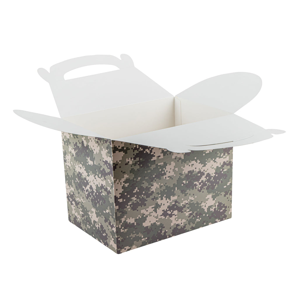 Bio Tek Camouflage Paper Gable Box / Take Out Container - Compostable - 10" x 7" x 8" - 100 count box