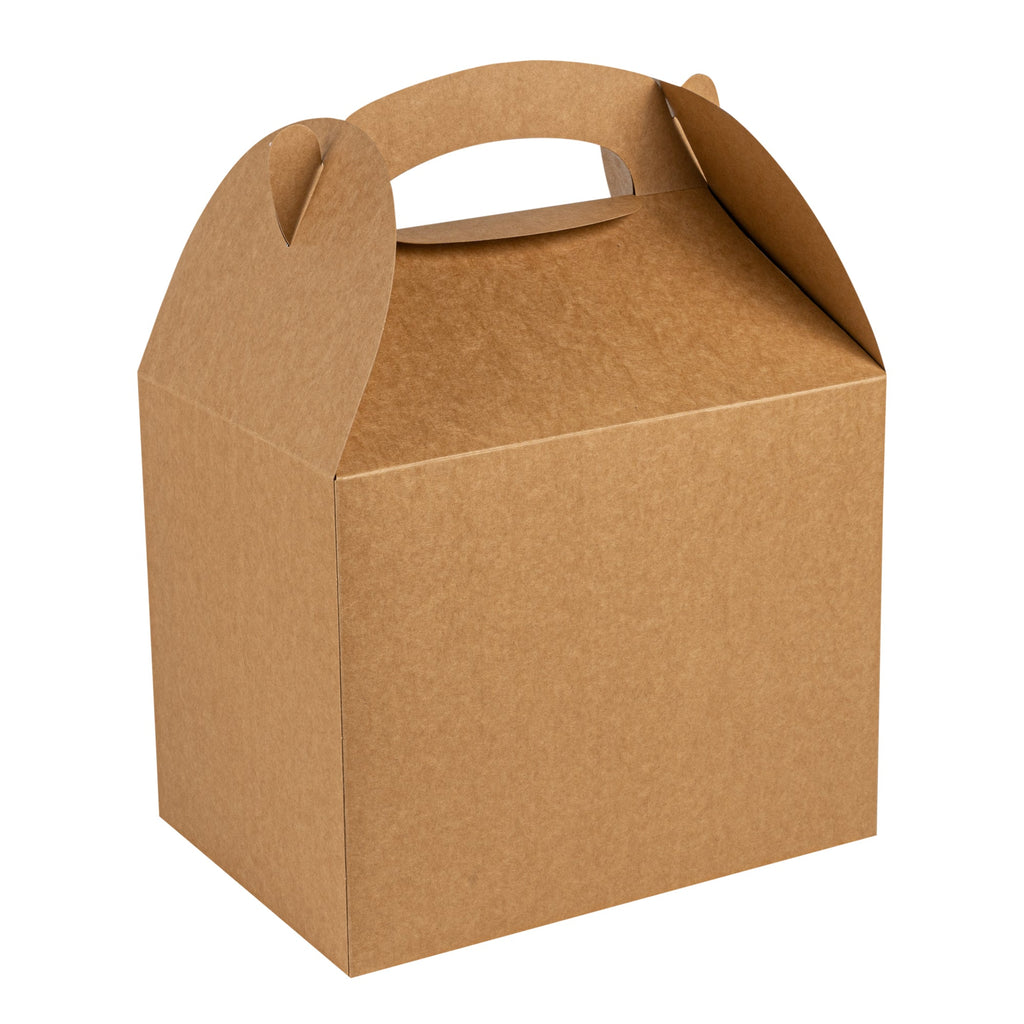 Bio Tek Kraft Paper Gable Box / Take Out Container - Greaseproof - 10" x 7" x 8" - 25 count box