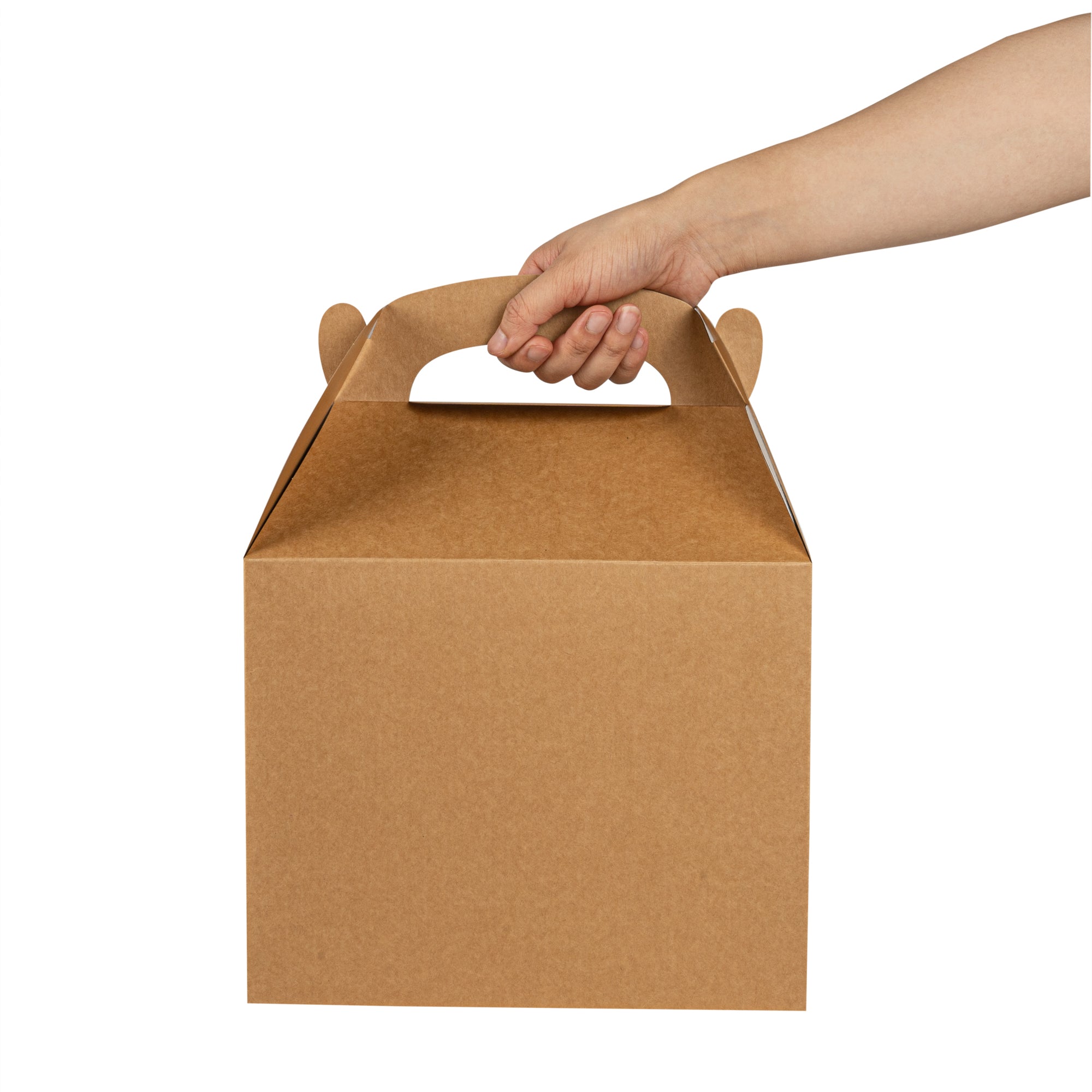 Bio Tek Kraft Paper Gable Box / Take Out Container - Greaseproof - 10" x 7" x 8" - 25 count box