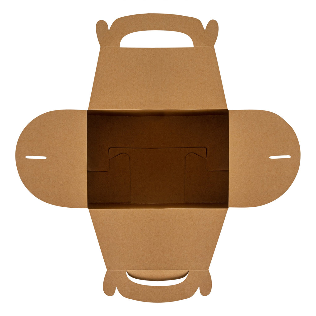 Bio Tek Kraft Paper Gable Box / Take Out Container - Greaseproof - 10" x 7" x 8" - 100 count box