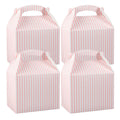 Bio Tek Pink and White Stripe Paper Gable Box / Take Out Container - Compostable - 10" x 7" x 8" - 100 count box