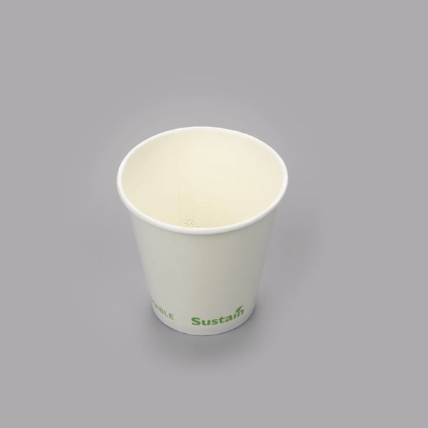 Sustain 9 oz White Paper Cold Cup - PLA Lining, Compostable - 3 1/2" x 3 1/2" x 3 1/4" - 50 count box