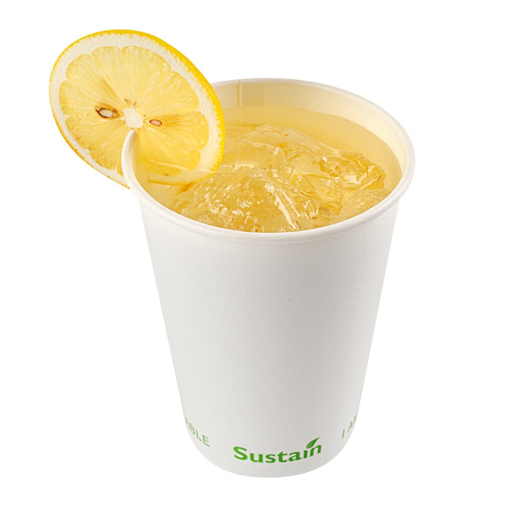 Sustain 12 oz White Paper Cold Cup - PLA Lining, Compostable - 3 1/2" x 3 1/2" x 4 1/4" - 50 count box