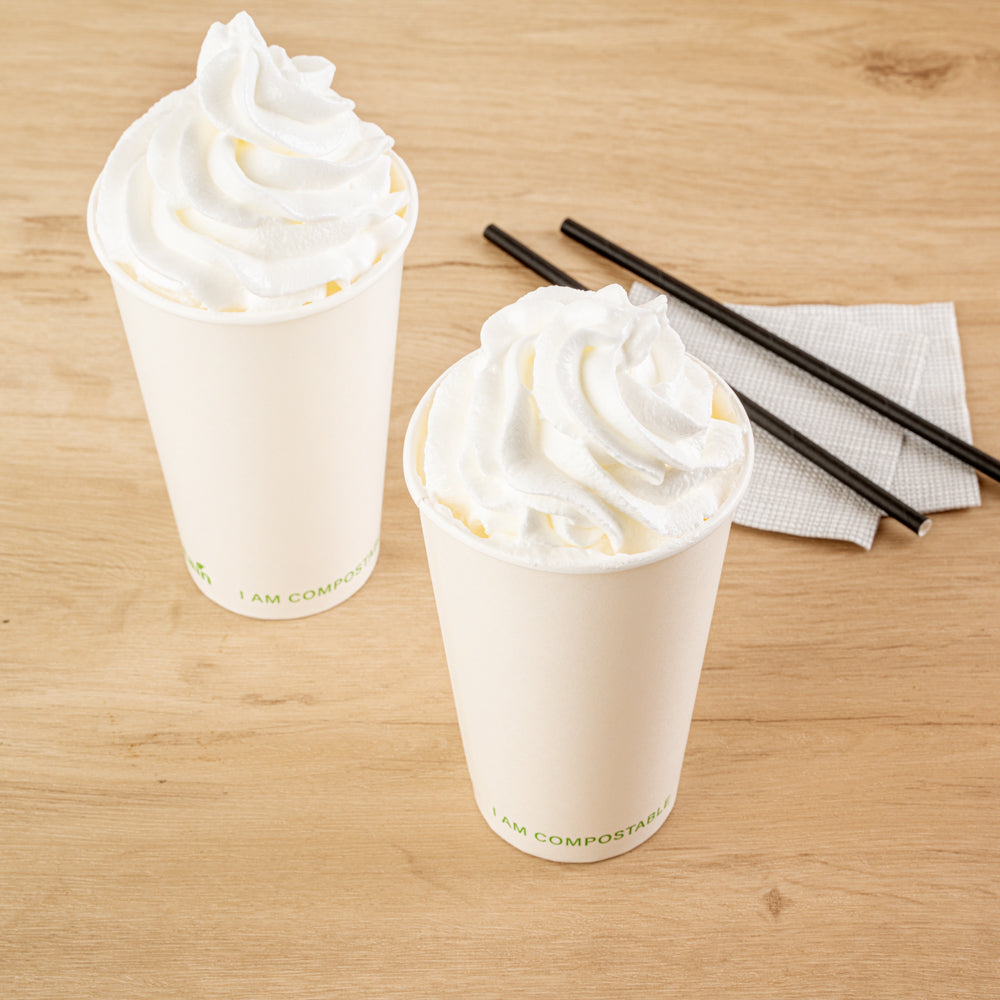 Sustain 16 oz White Paper Cold Cup - PLA Lining, Compostable - 3 1/2" x 3 1/2" x 5 1/2" - 1000 count box
