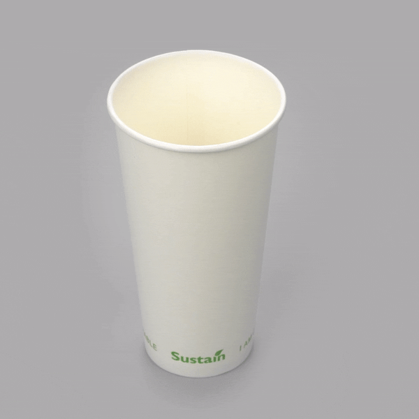 Sustain 20 oz White Paper Cold Cup - PLA Lining, Compostable - 3 1/2" x 3 1/2" x 6 1/4" - 50 count box