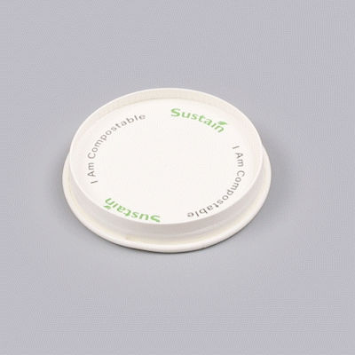 Sustain White Paper Cold Cup Flat Lid - Fits 9, 12, 16, 20 and 22 oz, PLA Lining, Compostable - 50 count box