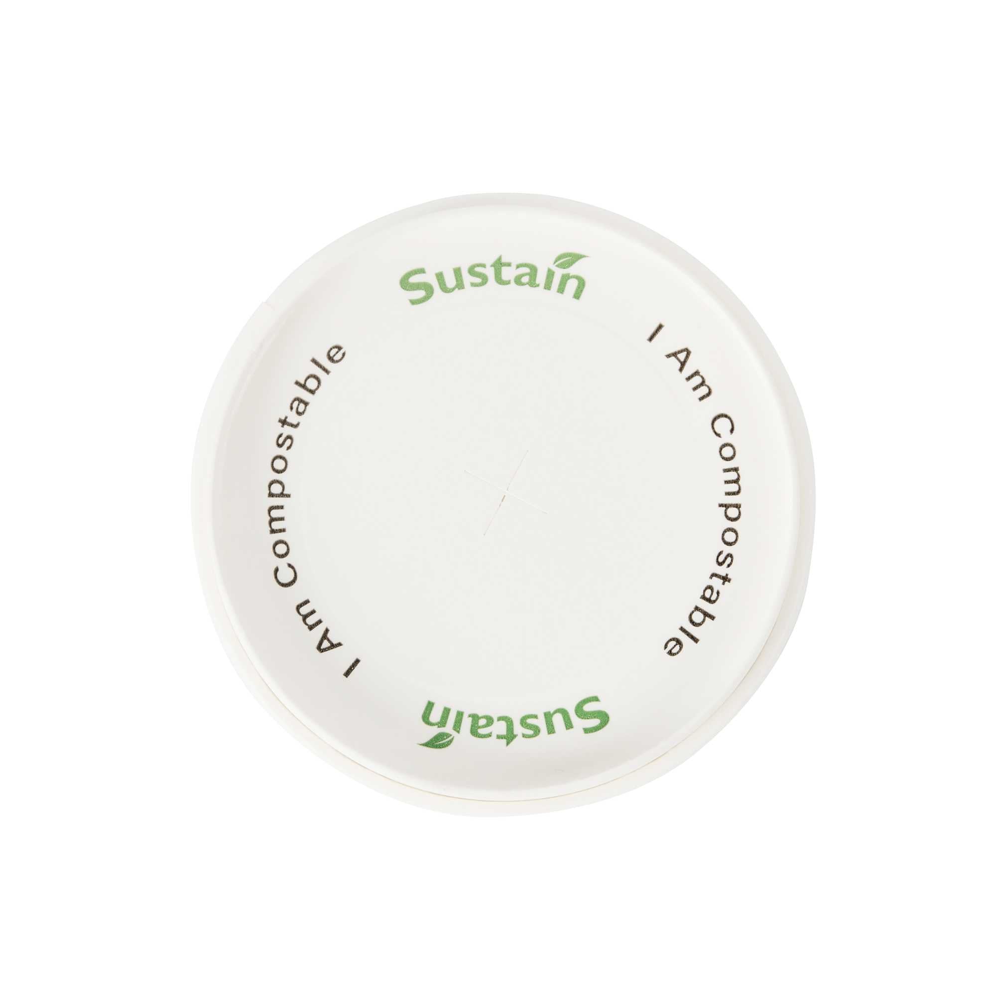 Sustain White Paper Cold Cup Flat Lid - Fits 9, 12, 16, 20 and 22 oz, PLA Lining, Compostable - 50 count box