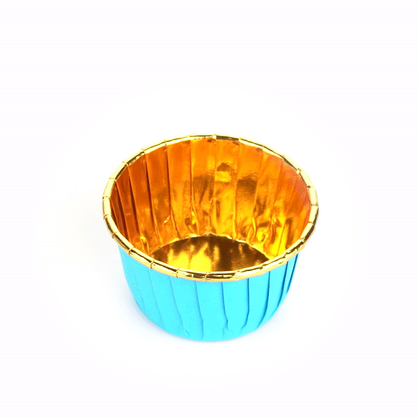 Panificio 3.5 oz Round Blue Foil Paper Baking Cup - Lids Available - 2 3/4" x 2 3/4" x 1 1/2" - 50 count box