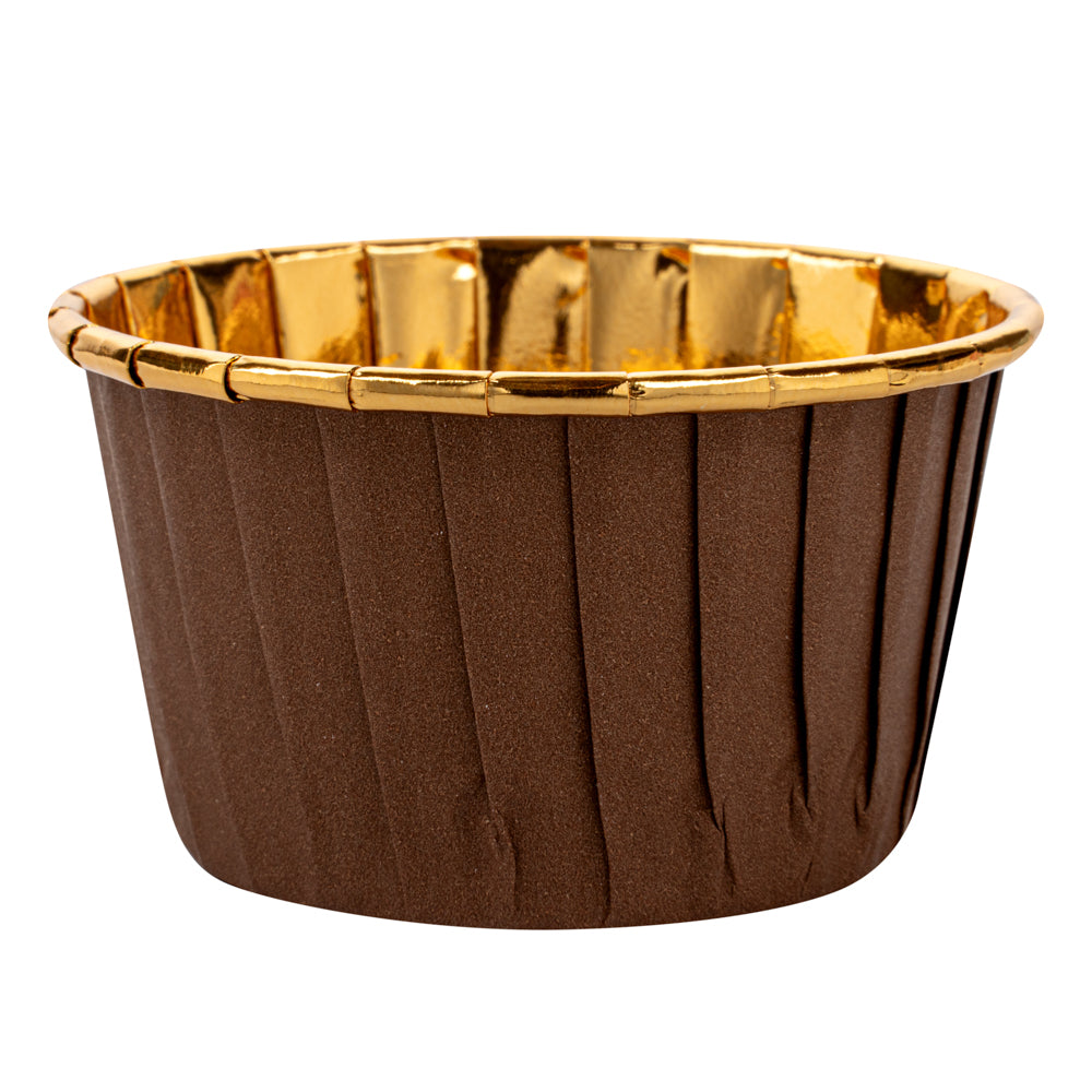 Panificio 3.5 oz Round Brown Foil Paper Baking Cup - Lids Available - 2 3/4" x 2 3/4" x 1 1/2" - 500 count box