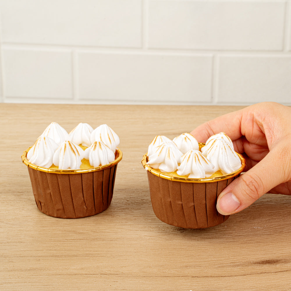 Panificio 3.5 oz Round Brown Foil Paper Baking Cup - Lids Available - 2 3/4" x 2 3/4" x 1 1/2" - 500 count box