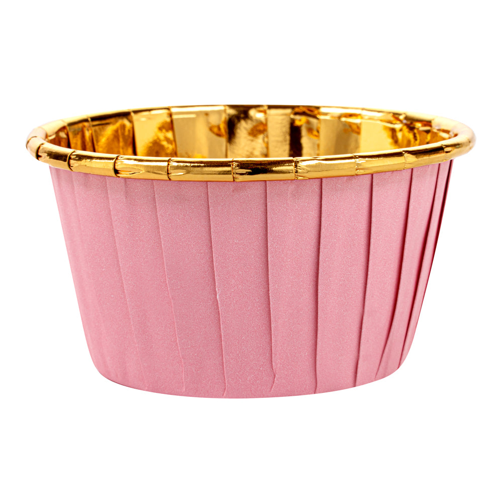 Panificio 3.5 oz Round Pink Foil Paper Baking Cup - Lids Available - 2 3/4" x 2 3/4" x 1 1/2" - 500 count box