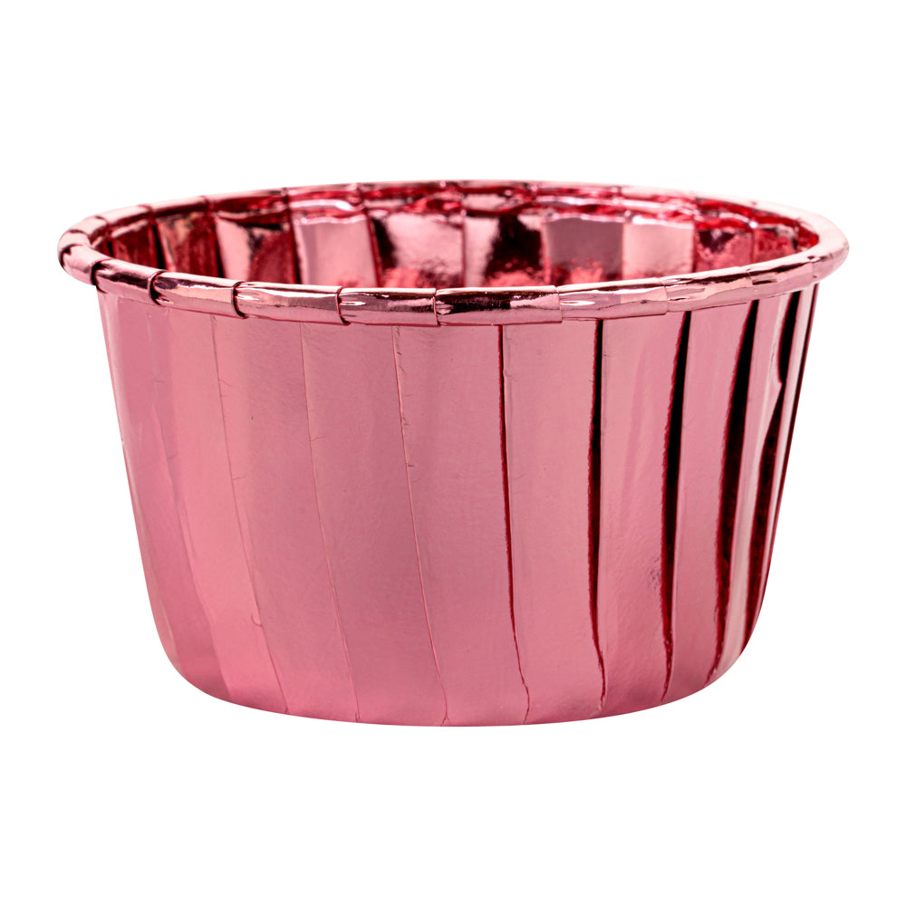 Panificio 3.5 oz Round Rose Gold Foil Paper Baking Cup - Lids Available - 2 3/4" x 2 3/4" x 1 1/2" - 50 count box