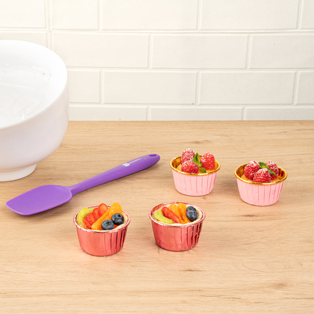 Panificio 3.5 oz Round Rose Gold Foil Paper Baking Cup - Lids Available - 2 3/4" x 2 3/4" x 1 1/2" - 500 count box